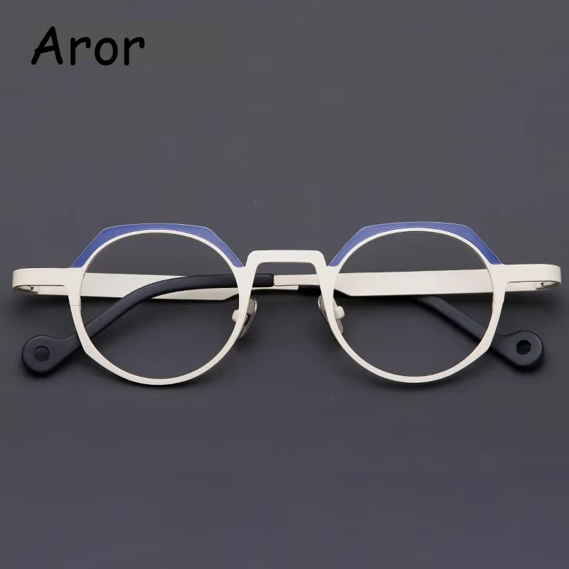 Aror Unisex Full Rim Flat Top Round Titanium Eyeglasses 47759