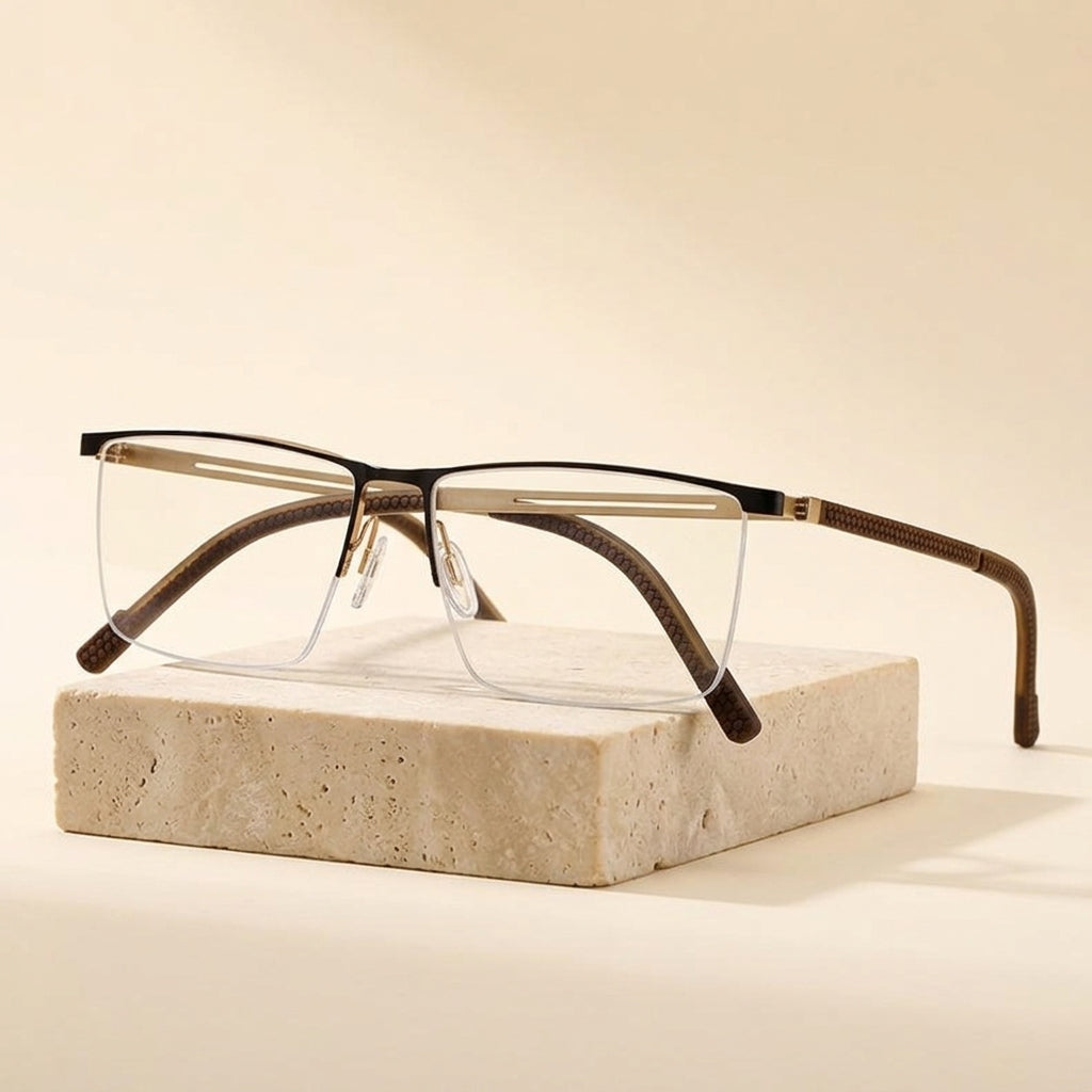 Chashma Ottica Men's Semi Rim Square Alloy Eyeglasses 642129 - Studio Cover
