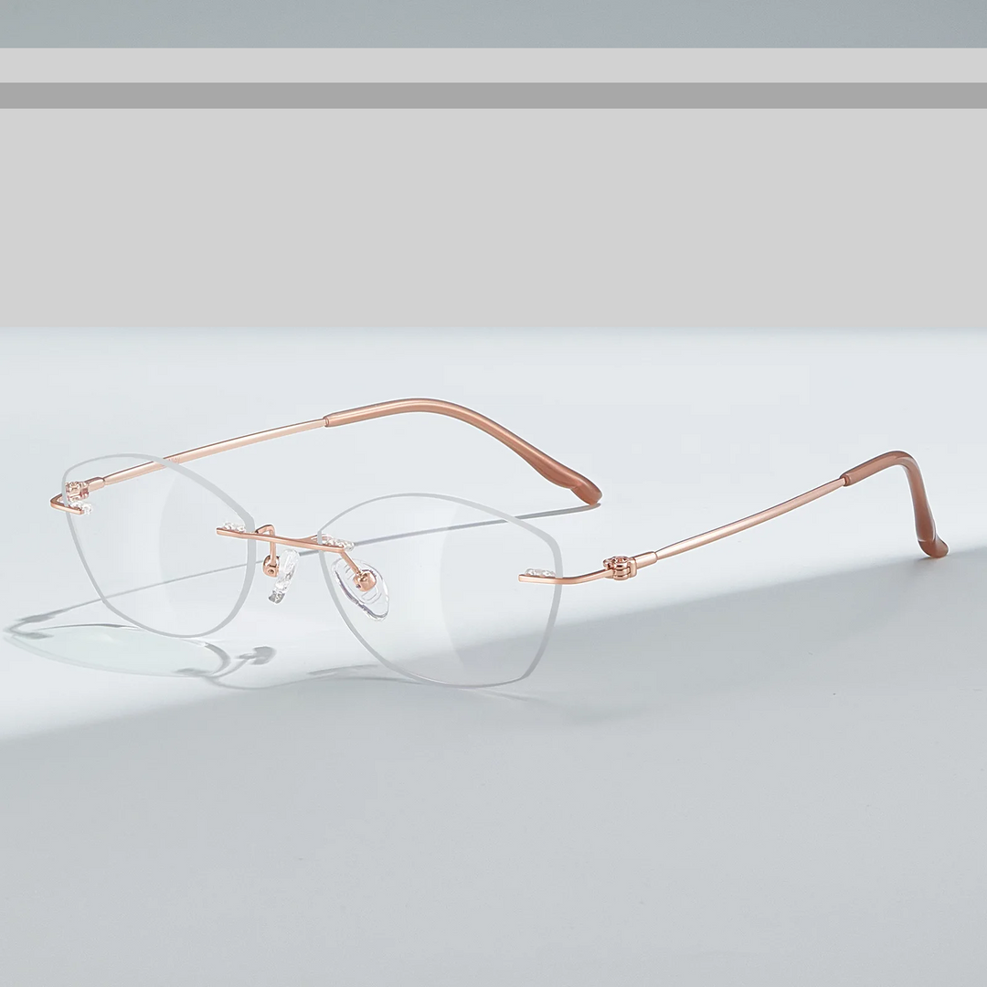 Gmei Optical 23023 women's rimless cat eye titanium alloy prescription eyeglasses
