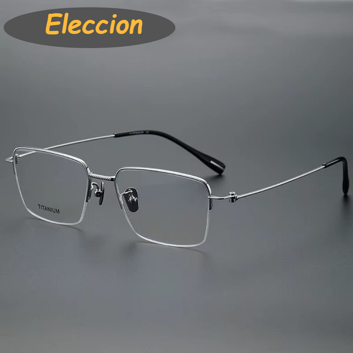 Eleccion Women's Semi Rim Square Titanium Eyeglasses 80913 Semi Rim Eleccion Silver