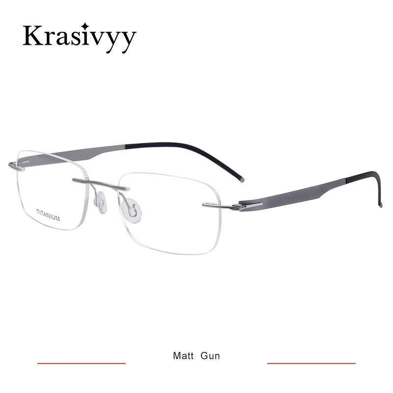 Krasivyy Unisex Rimless Square Screwless Titanium Eyeglasses 316029.