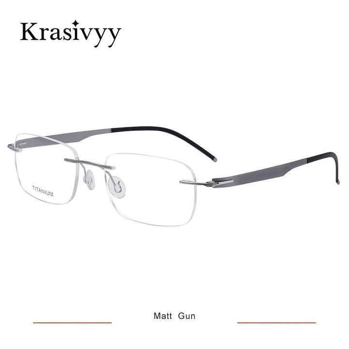 Krasivyy Unisex Rimless Square Screwless Titanium Eyeglasses 316029.