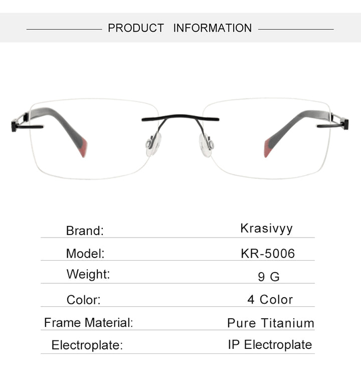 Krasivyy Womens Rimless Square Screwless Titanium Eyeglasses 315006 — view 1 | Krasivyy at FuzWeb