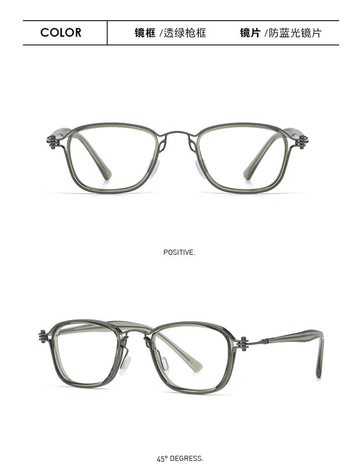 Zirosat Unisex Full Rim Square Round Tr 90 Alloy Eyeglasses 2202-03.