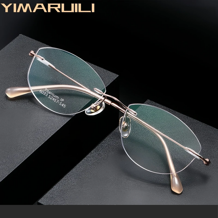 Yimaruili Women's Rimless Cat Eye Titanium Eyeglasses 60331