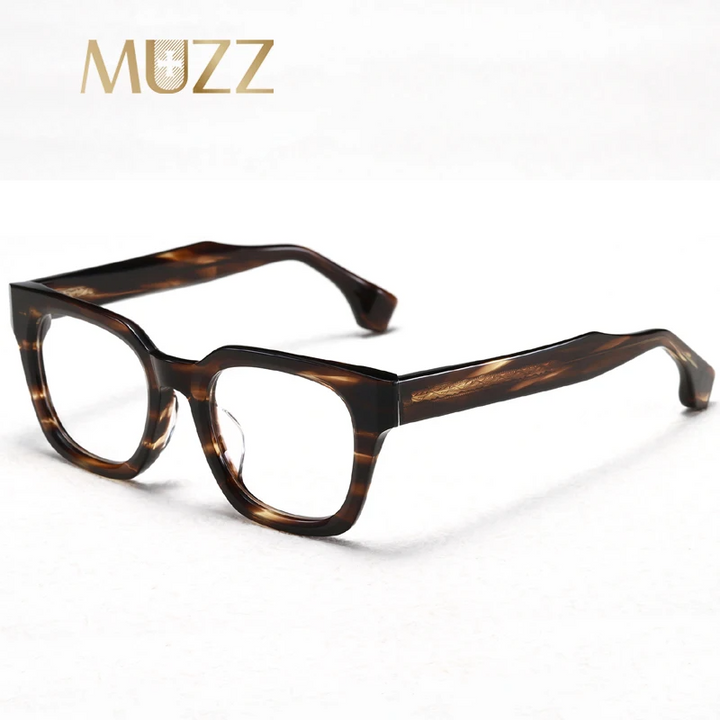 Muzz Men's Full Rim Square Brow Line Thick Acetate Eyeglasses 374721