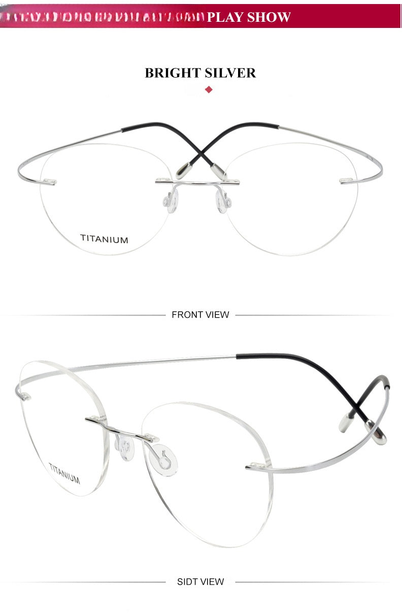 Chashma Ochki Unisex Rimless Round Titanium Eyeglasses 16017.
