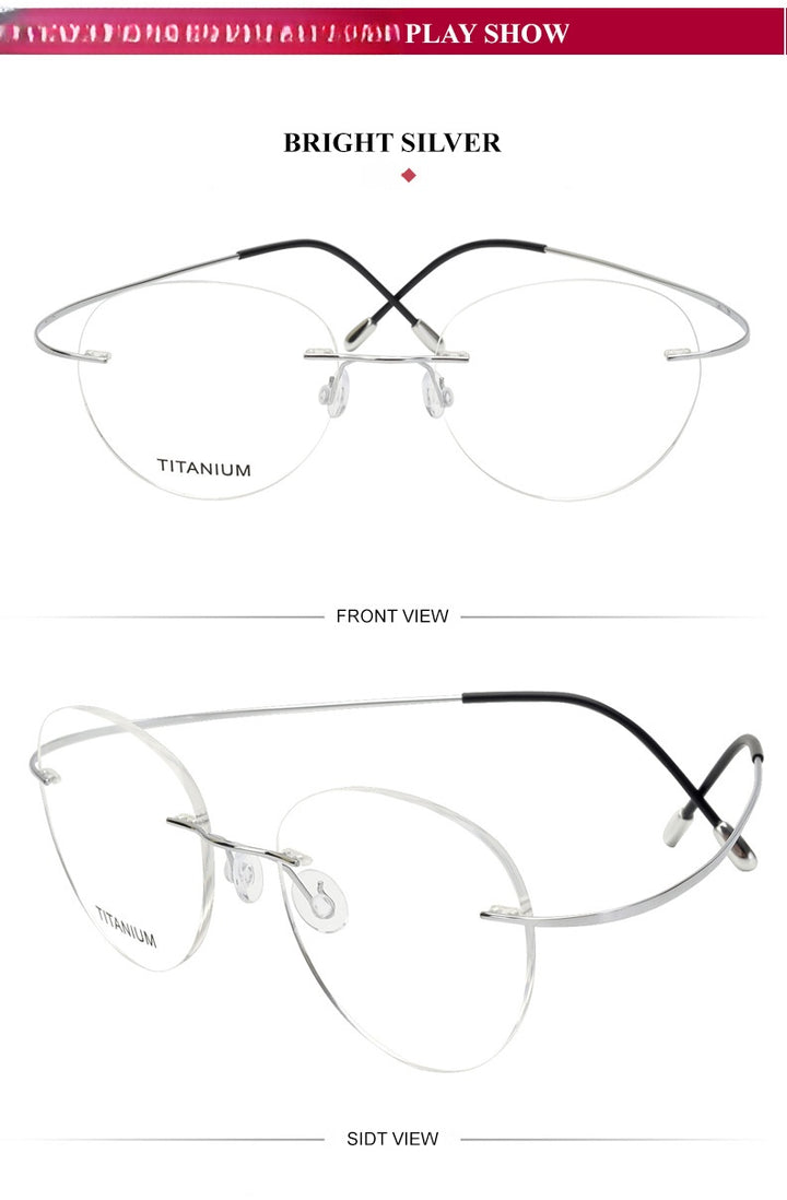 Chashma Ochki Unisex Rimless Round Titanium Eyeglasses 16017.