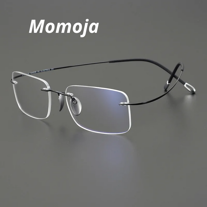 Momoja Unisex Rimless Square Titanium Eyeglasses 615353