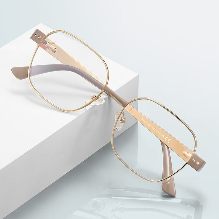 Vicky Womens Full Rim Flat Top Polygonal Alloy Reading Glasses 513172 — view 1 | Vicky at FuzWeb