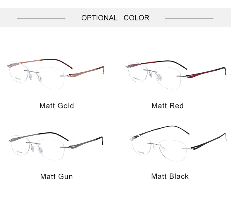 Krasivyy Unisex Rimless Oval Screwless Titanium Rimless Eyeglasses 5003.