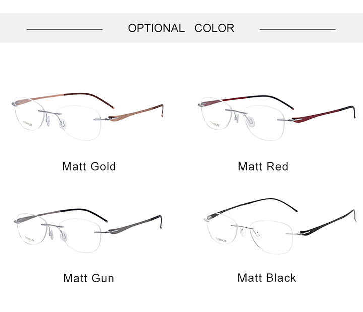 Krasivyy Unisex Rimless Oval Screwless Titanium Rimless Eyeglasses 5003.