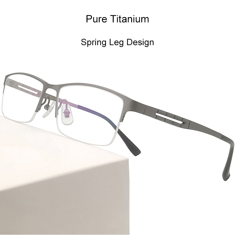 Krasivyy Mens Semi Rim Square Spring Hinge Titanium Eyeglasses Kr0070 — view 1 | Krasivyy at FuzWeb