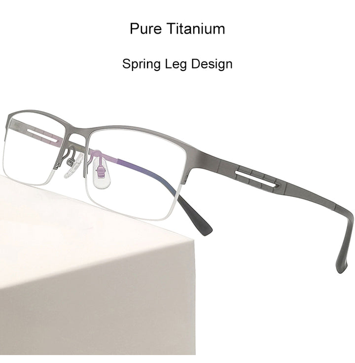 Krasivyy Mens Semi Rim Square Spring Hinge Titanium Eyeglasses Kr0070 — view 1 | Krasivyy at FuzWeb