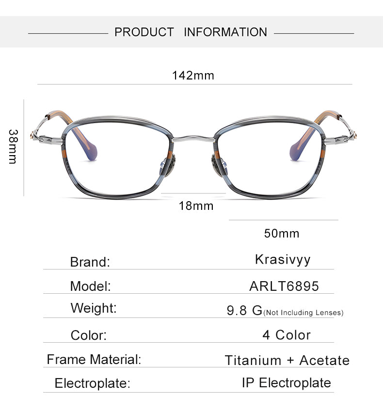 Krasivyy Unisex Full Rim Oval Square Titanium Acetate Eyeglasses 316895 — view 1 | Krasivyy at FuzWeb