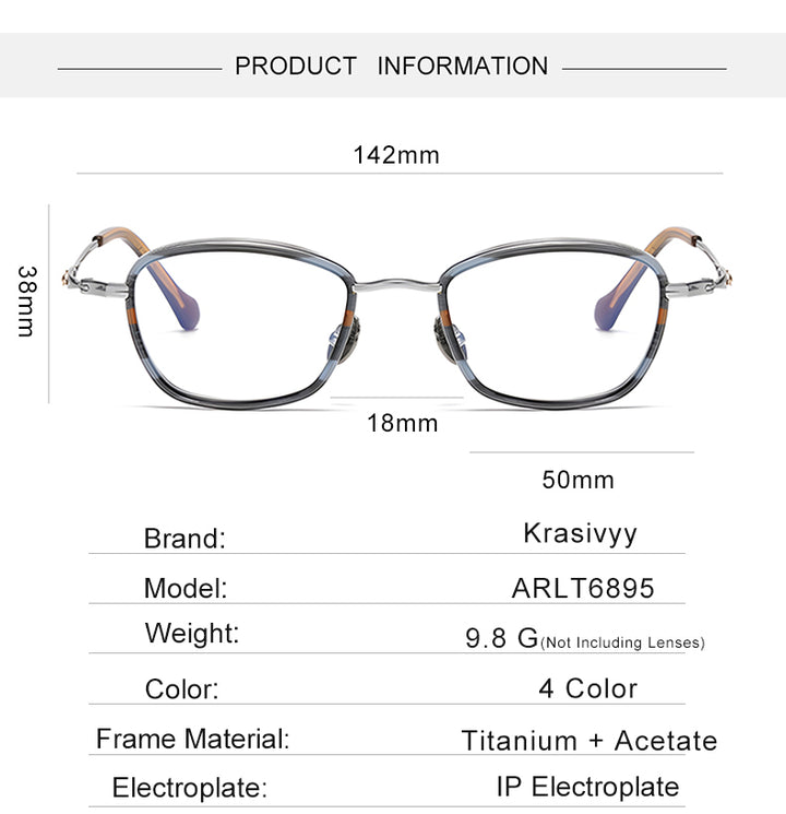 Krasivyy Unisex Full Rim Oval Square Titanium Acetate Eyeglasses 316895 — view 1 | Krasivyy at FuzWeb