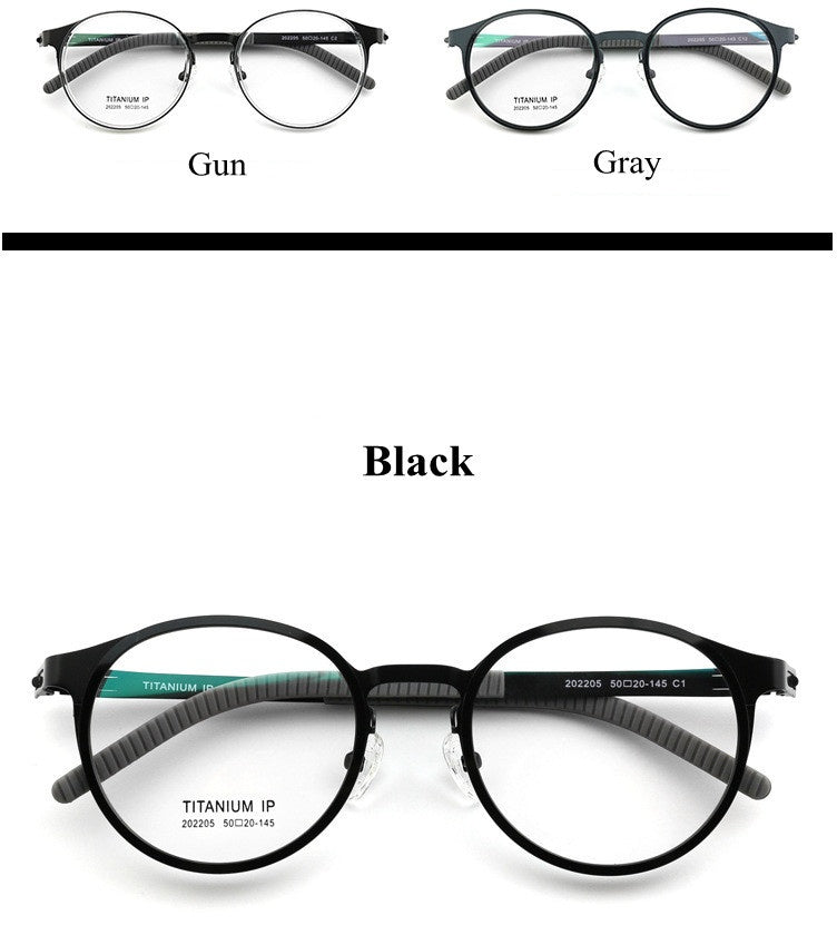 Chashma Ottica Unisex Full Rim Round Titanium Sport Eyeglasses 202205 FuzWeb