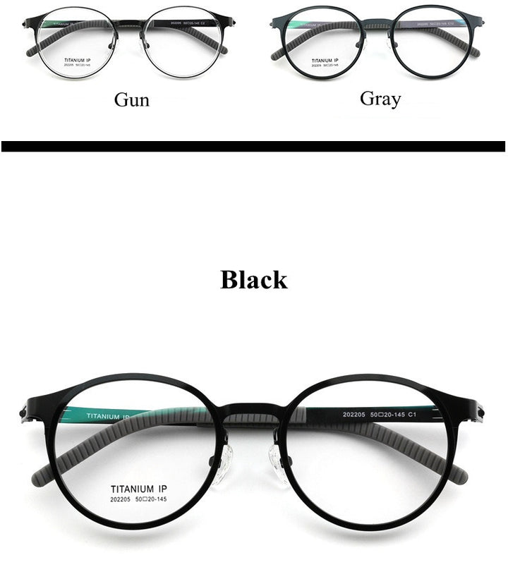 Chashma Ottica Unisex Full Rim Round Titanium Sport Eyeglasses 202205 FuzWeb