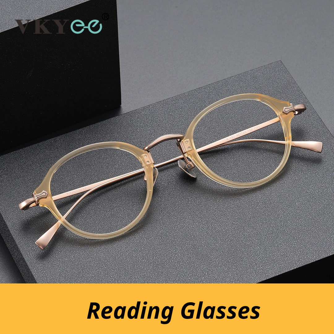 Vicky Unisex Full Rim Oval Acetate Titanium Reading Glasses 517182