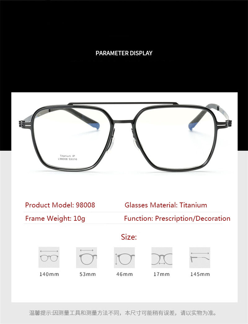 Hdcrafter Unisex Full Rim Square Double Bridge Titanium Eyeglasses 949808.