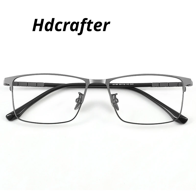 Hdcrafter Men's Full Rim Polygon Square Titanium Eyeglasses 389188