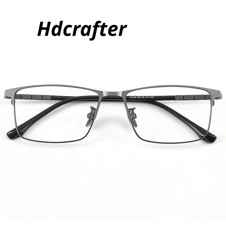 Hdcrafter Men's Full Rim Polygon Square Titanium Eyeglasses 389188