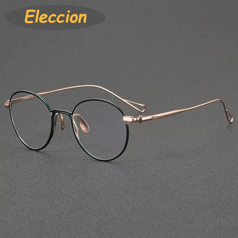 Eleccion Women's Full Rim Oval Titanium Acetate Eyeglasses 942153 Full Rim Eleccion Green - Rose Gold