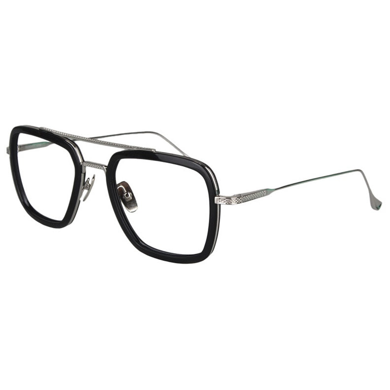Chashma Unisex Full Rim Square Double Bridge Acetate Titanium Eyeglasses T927.