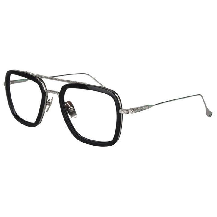 Chashma Unisex Full Rim Square Double Bridge Acetate Titanium Eyeglasses T927.