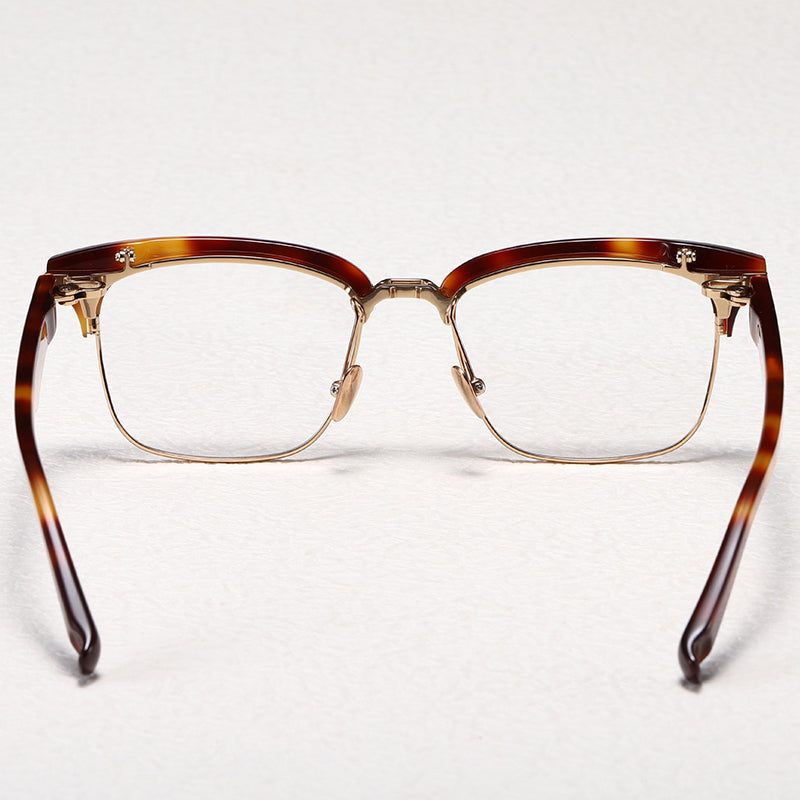Nobler Unisex Semi Rim Large Square Titanium Acetate Eyeglasses M96 — view 3 | Nobler at FuzWeb
