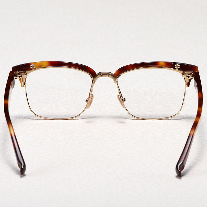 Nobler Unisex Semi Rim Large Square Titanium Acetate Eyeglasses M96 — view 3 | Nobler at FuzWeb