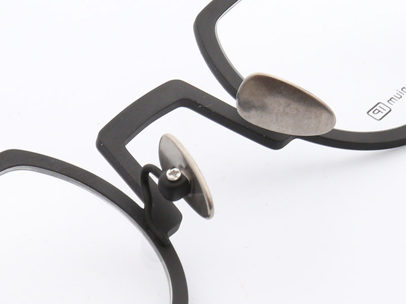 Muzz Mens Full Rim Irregular Flat Top Round Titanium Frame Eyeglasses T7020 — view 10 | Muzz at FuzWeb