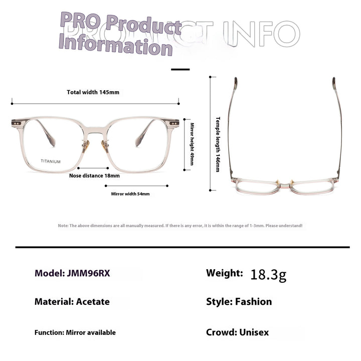 Aror JMM96RX Eyeglasses — Frame Dimensions and Sizing Chart