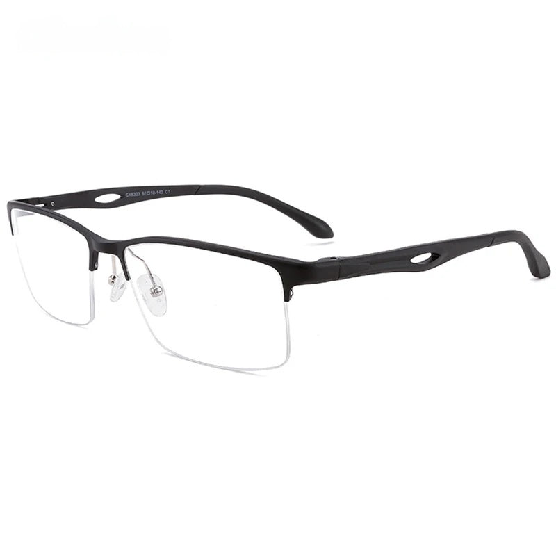 Chashma Ochki Unisex Large Semi Rim Square Aluminum Magnesium Sport Eyeglasses 6323 — view 10 | Chashma Ochki at FuzWeb