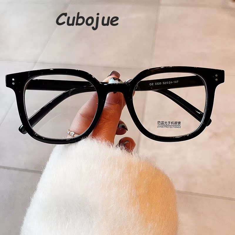 Cubojue Unisex Full Rim Big Square Tr 90 Titanium Reading Glasses 71521 Reading Glasses Cubojue