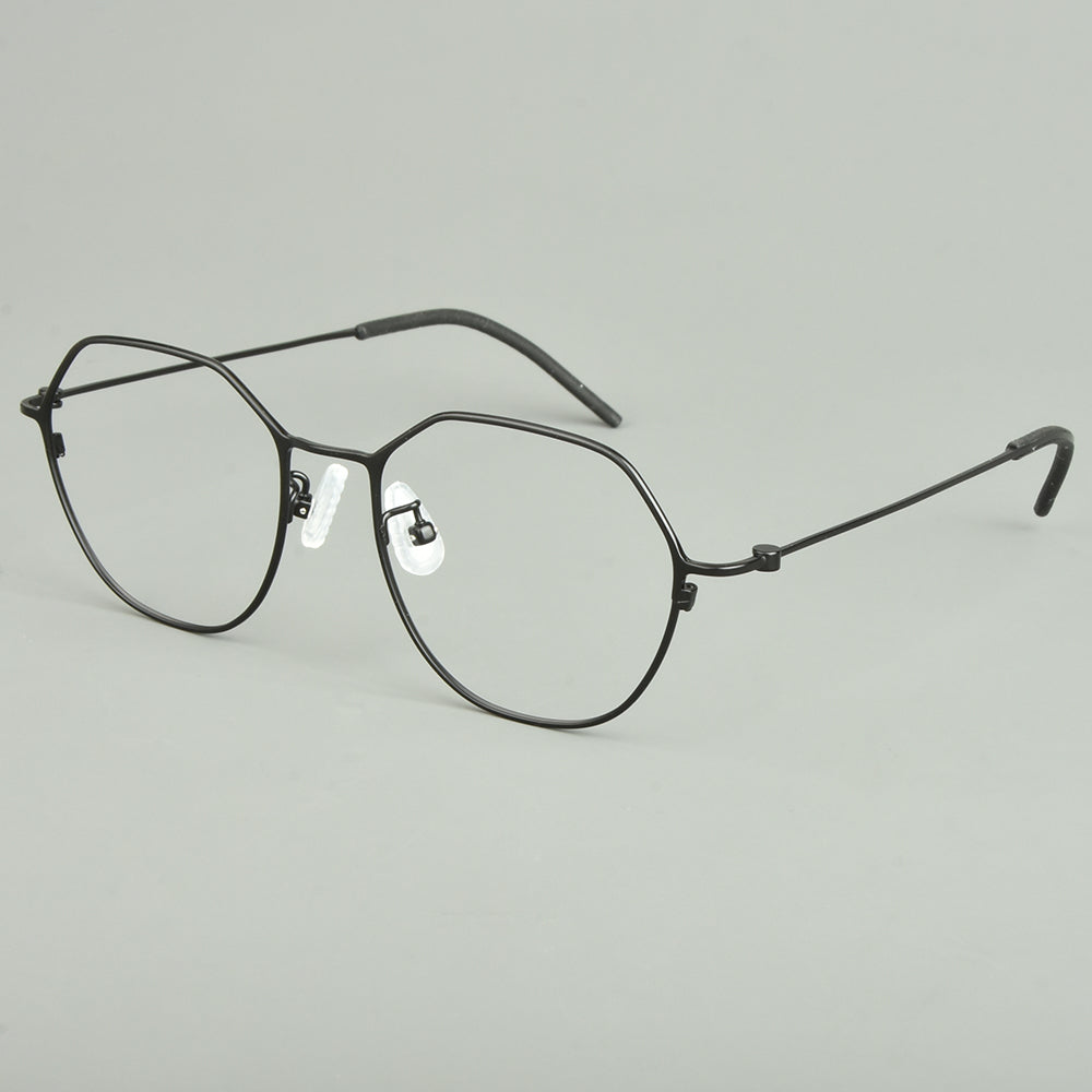 Aimee Unisex Full Rim Flat Top Polygon Titanium Eyeglasses 51541 — view 1 | Aimee at FuzWeb