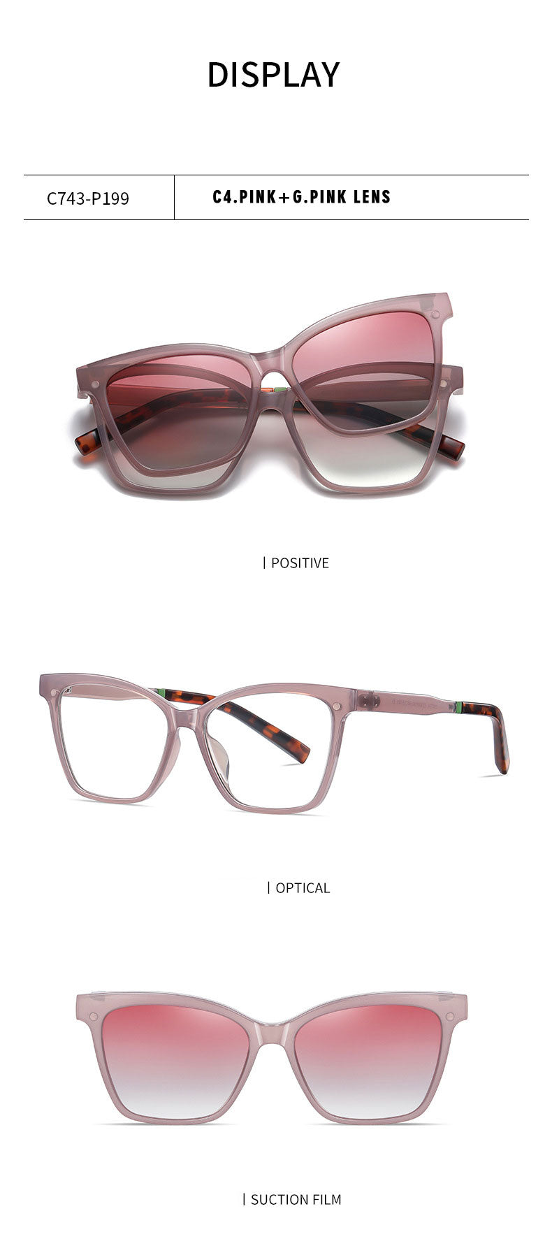 Kansept Womens Full Rim Cat Eye Tr 90 Reading Glasses Clip On Sunglasses 7704 — view 11 | Kansept at FuzWeb