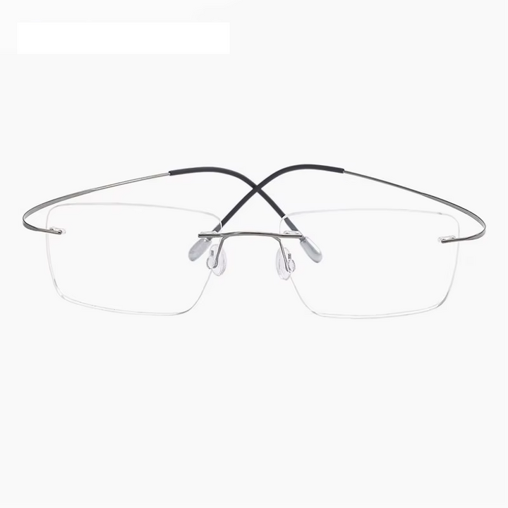 Eleccion Women's Rimless Square Polygon Titanium Eyeglasses 416014 Rimless Eleccion Gray