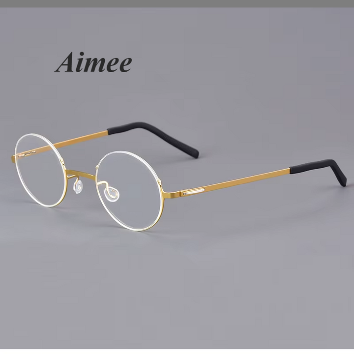 Aimee Women's Semi Rim Round Screwless Titanium Eyeglasses 198802