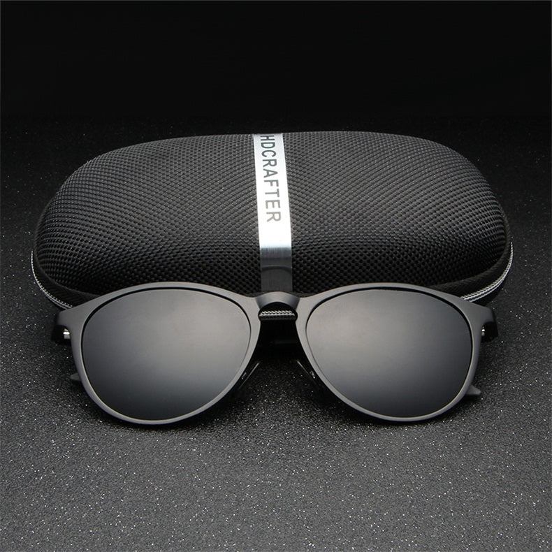 Hdcrafter Unisex Full Rim Oval Round Aluminum Frame Polarized Sunglasses L6625 — view 2 | Hdcrafter Sunglasses at FuzWeb