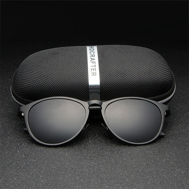 Hdcrafter Unisex Full Rim Oval Round Aluminum Frame Polarized Sunglasses L6625 — view 2 | Hdcrafter Sunglasses at FuzWeb