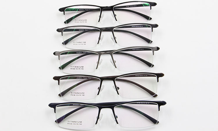 Bclear Mens Eyeglasses Semi Rim Titanium Alloy P9106 — view 2 | Bclear at FuzWeb
