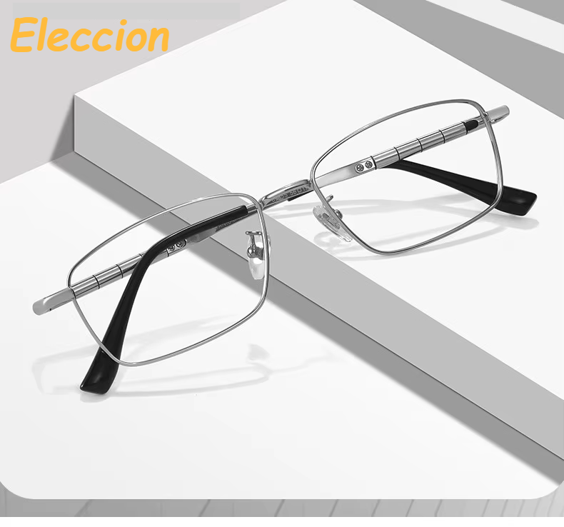 Eleccion Unisex Full Rim Polygon Square Titanium Eyeglasses 982792