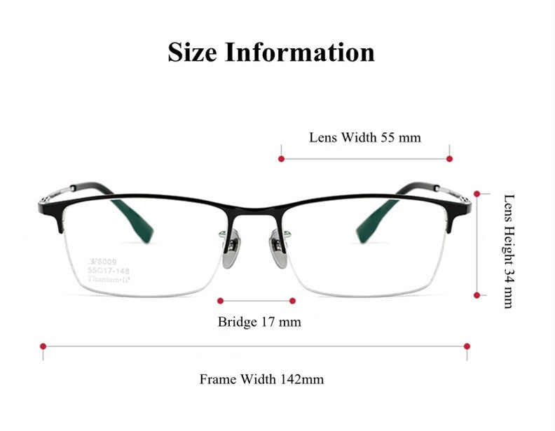 Chashma Ochki Mens Semi Rim Square Titanium Eyeglasses 316009 — view 1 | Chashma Ochki at FuzWeb