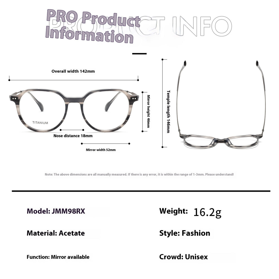 Aror JMM98RX Eyeglasses — Frame Dimensions and Sizing Chart