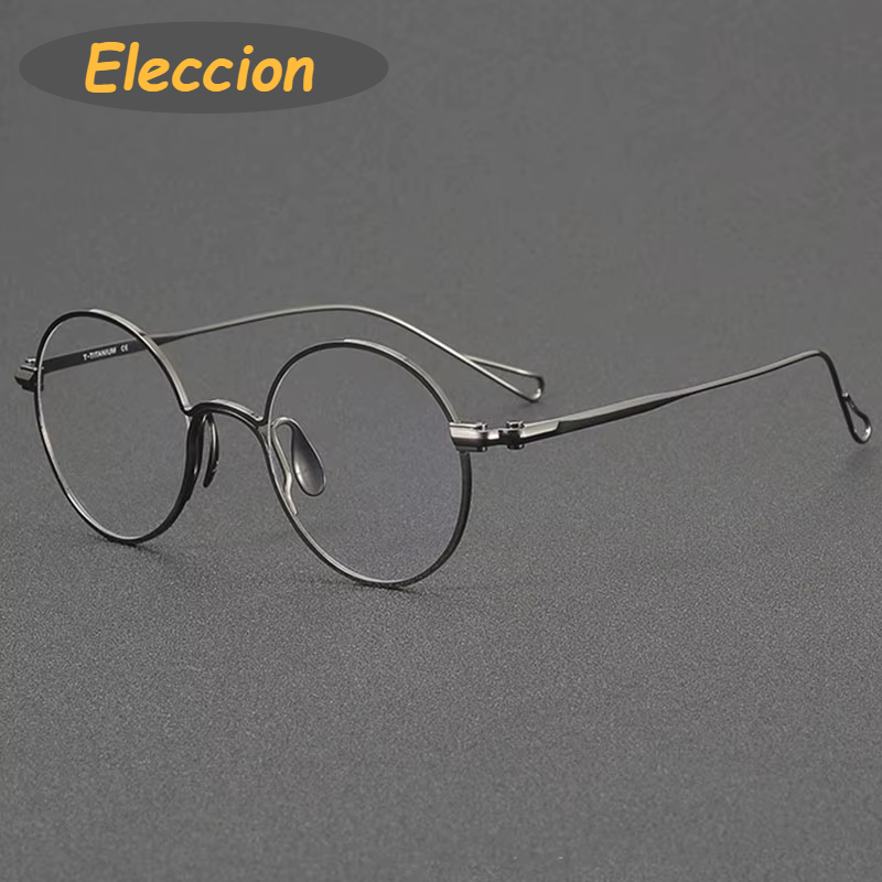 Eleccion Unisex Full Rim Round Titanium Eyeglasses 942152 Full Rim Eleccion Gray