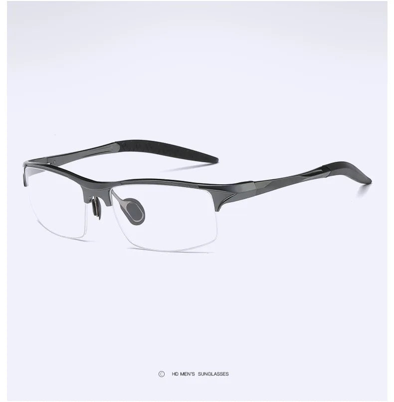 Hdcrafter Mens Semi Rim Square Rectangle Aluminun Alloy Frame Eyeglasses L8177 — view 16 | Hdcrafter Eyeglasses at FuzWeb