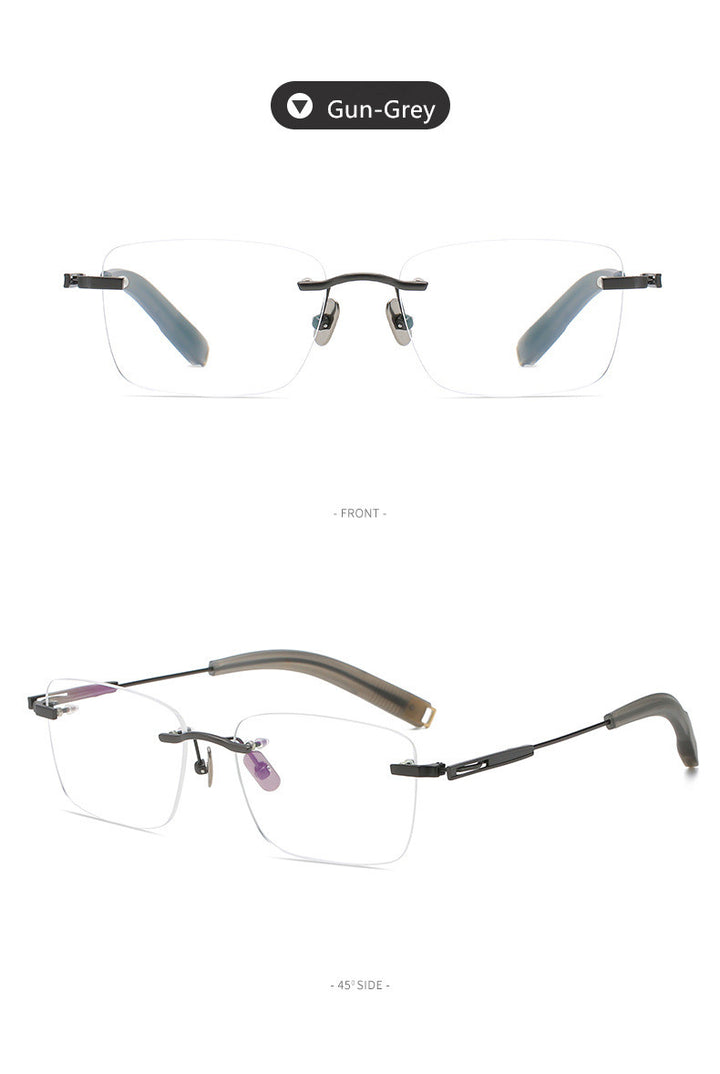Aimee Unisex Rimless Polygon Square Titanium Eyeglasses 80814 — view 10 | Aimee at FuzWeb