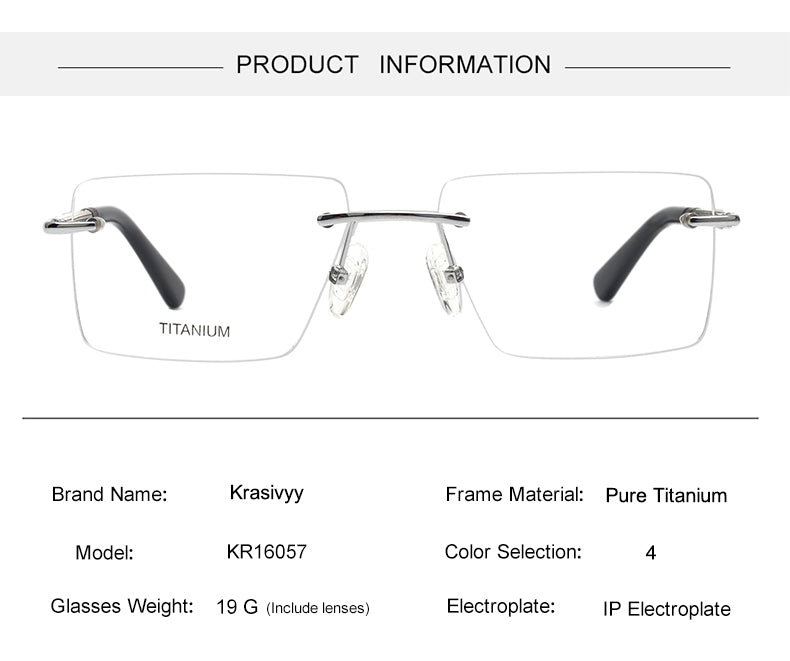 Krasivyy Unisex Rimless Square Titanium Eyeglasses 1657 — view 4 | Krasivyy at FuzWeb