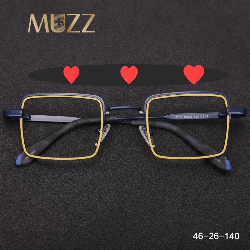 Muzz Unisex Full Rim Square Acetate Titanium Eyeglasses 87814